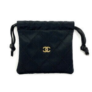 Chanel Satin Drawstring Accessory Pouch Black
